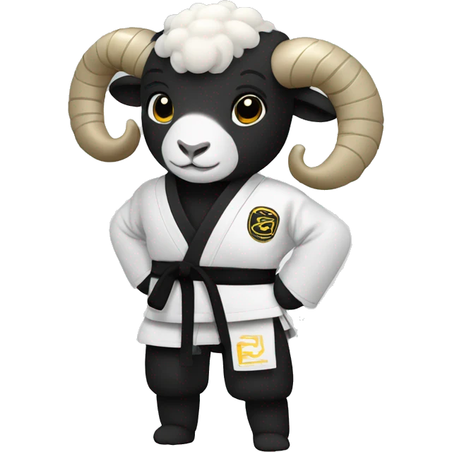 Ram wearing black Jiu-Jitsu gi whit white belt emoji