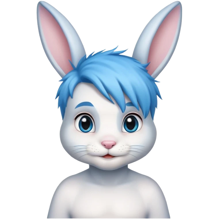 pretty easter boy bunny with blue hair emoji