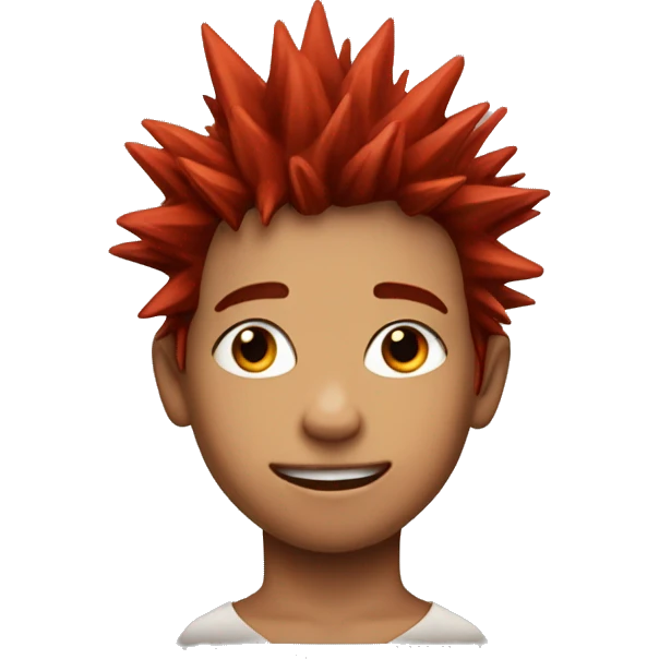 Nine-year-old boy, red spiky, hair, freckles emoji