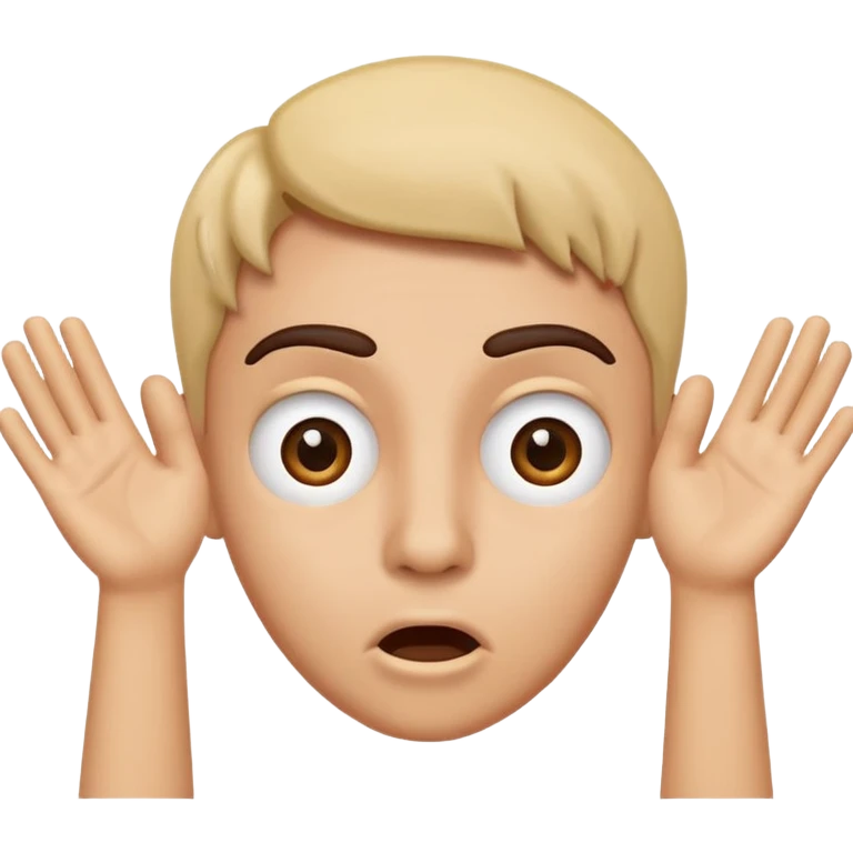 user icon emoji with surprised or awkward expression, hands raised near face, mouth in a squiggly line, eyebrows raised, conveying 'Yikes' emoji