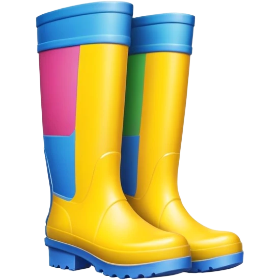 colorful rubber wellington rain boots emoji
