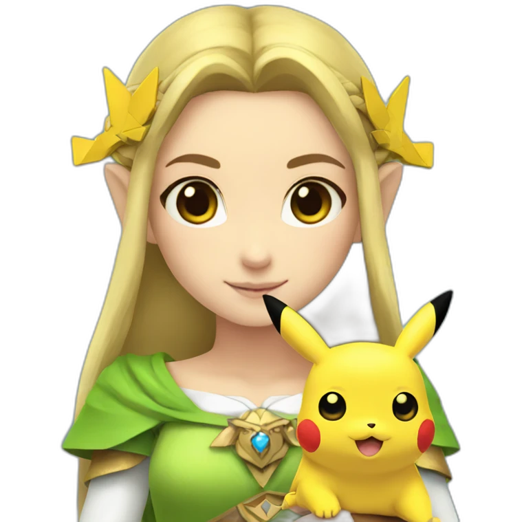 Princess Zelda holding a pikachu emoji