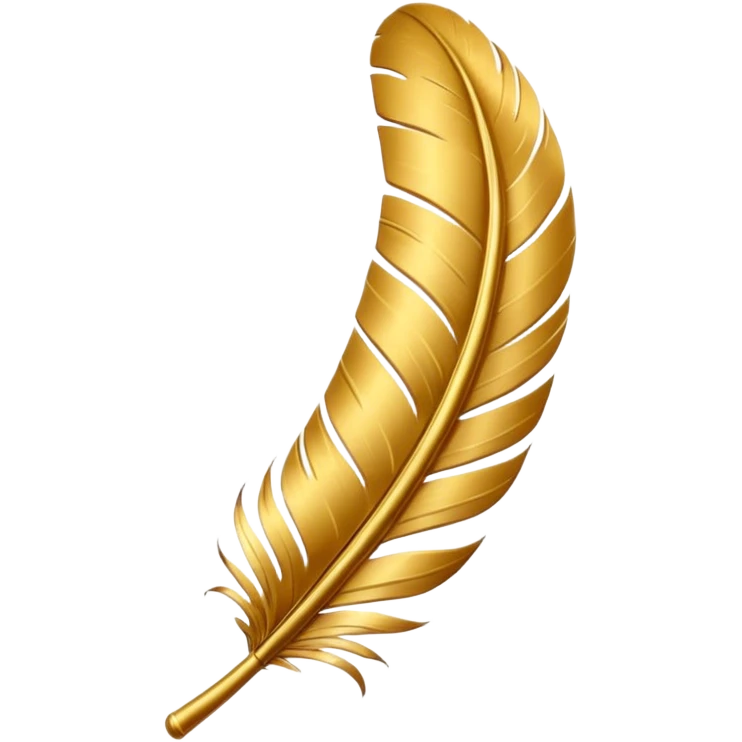 3D perspective academic premium golden ink feather emoji