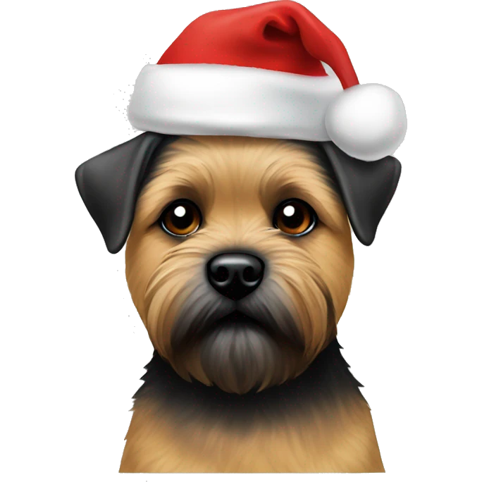 Border terrier black muzzle Santa hat  emoji