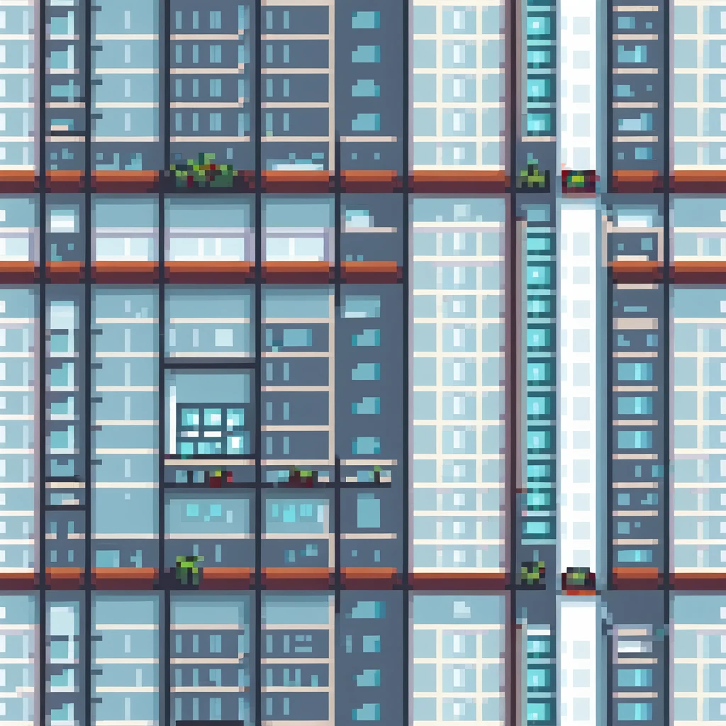 simple iconic skyscraper building with windows, icon-like emoji