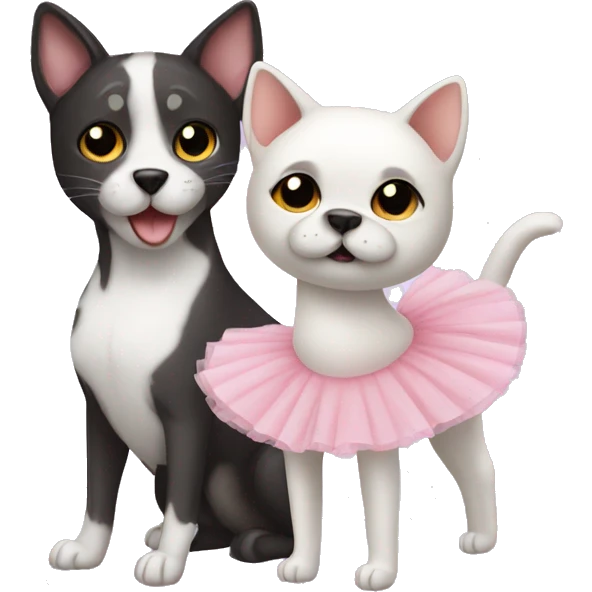 cat and dog ballerina emoji