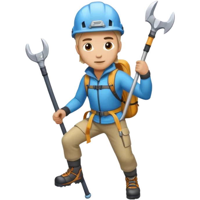 lead climber with ice axe in Mountain Climbing Team emoji