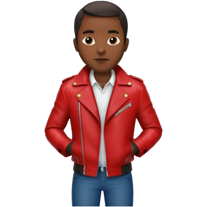 Motorbiker black man with red leather jacket emoji