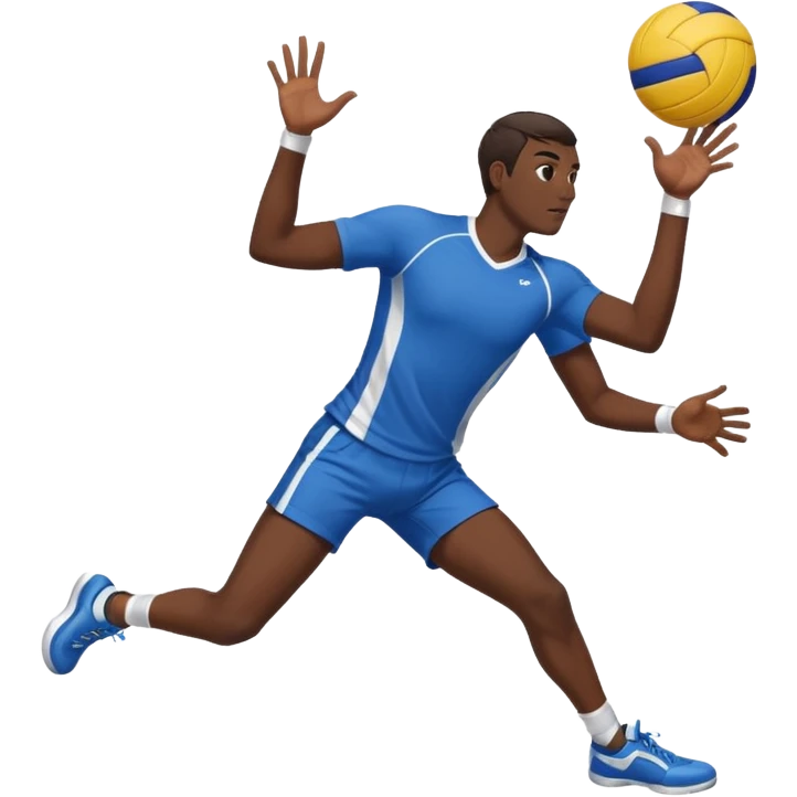 Guy dark skin playing volleyball with thick legs emoji