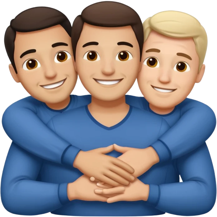 1 Hispanic and 2 white gay guys as a throuple emoji