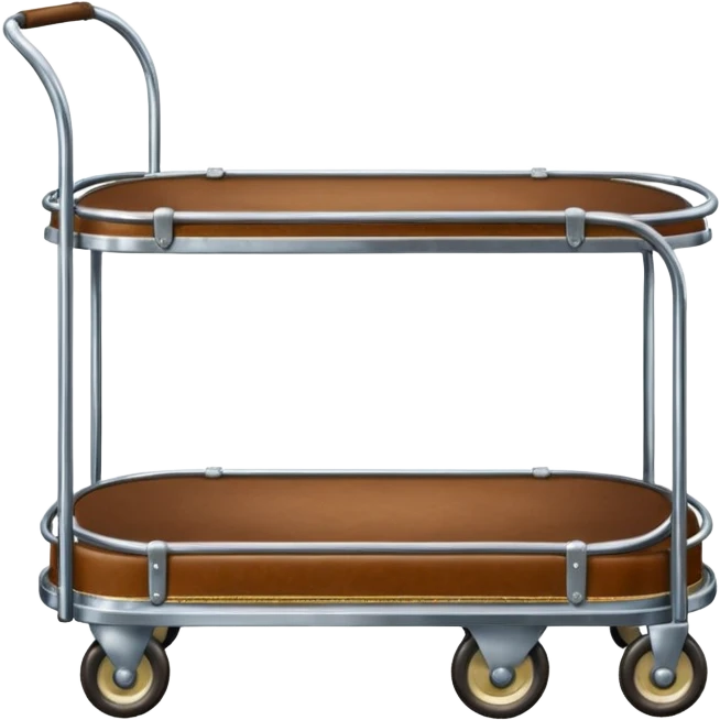 vintage hotel trolley with one platform at the bottom with one suitcase and curved arch at the top emoji