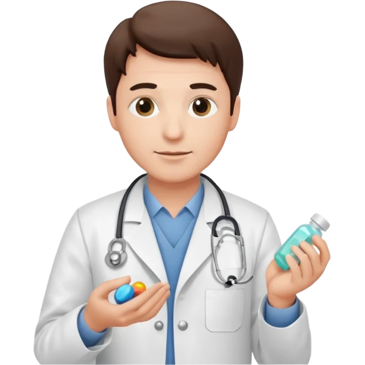 male doctor of medicine holding pills emoji