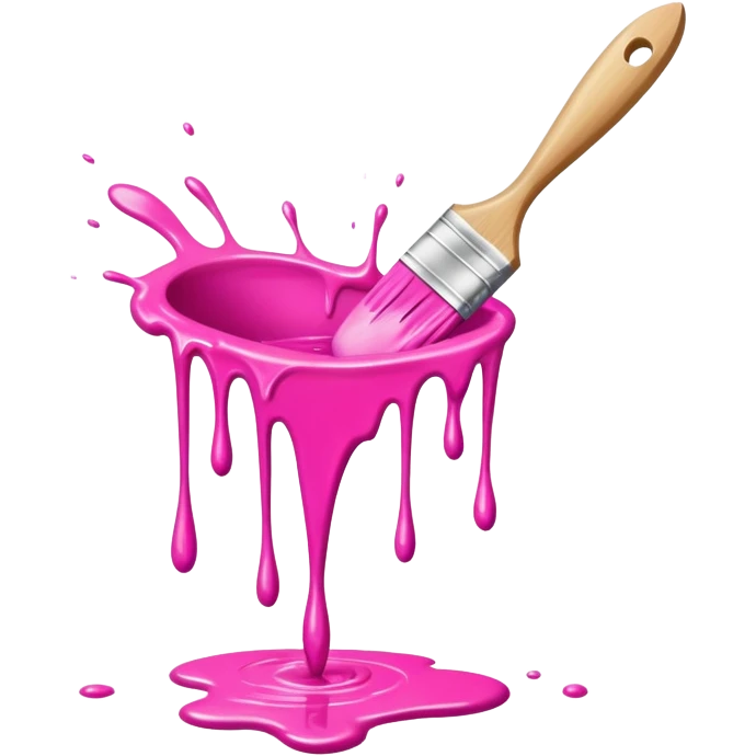  flying art brush dripping pink slop paint emoji