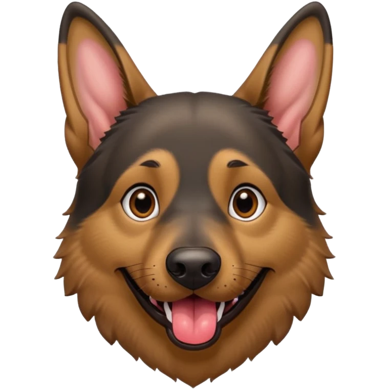 cartoon style dark German Shepherd dog with its tongue hanging out long emoji