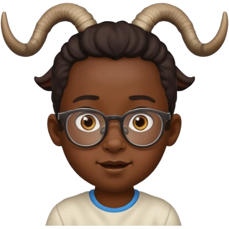 black child with goat horn and eyeglasses emoji