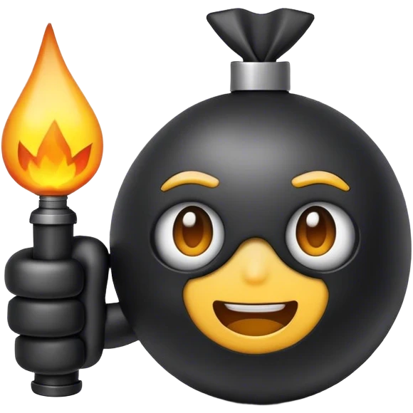 Cute emoji holding a bomb in his hand emoji
