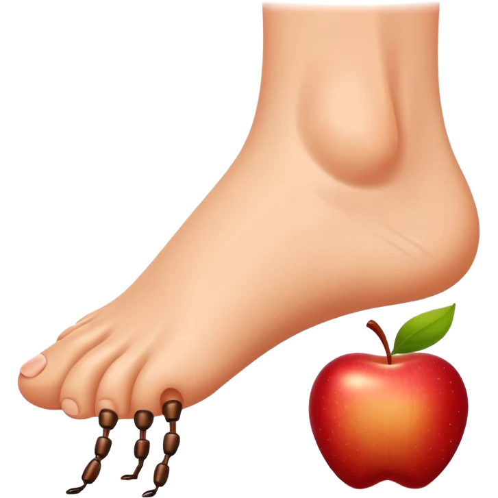 showing a cartoon human foot stepping on a small bug , slightly squished but cartoonish, no violence, playful Apple emoji style emoji