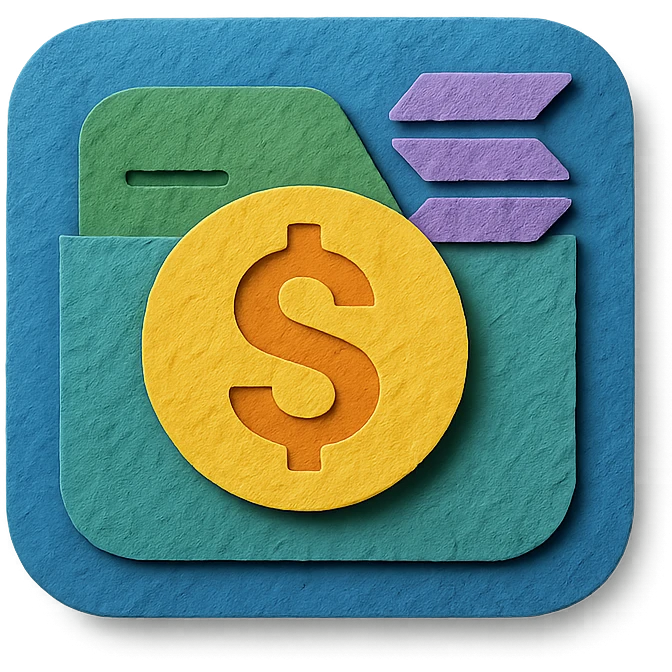 A logo for a solana wallet balance tracker in the macos menubar emoji