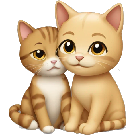 blonde and a brown cat cuddling emoji