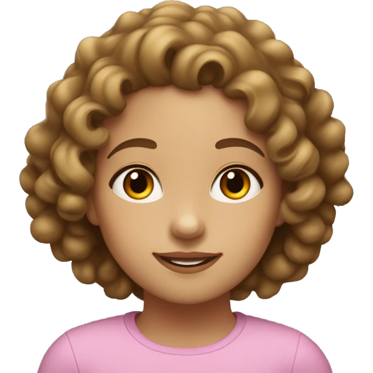 A girl with light skin and brown hair who gets curly from tube middle which is of medium length  emoji