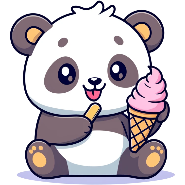 Panda eating ice cream emoji