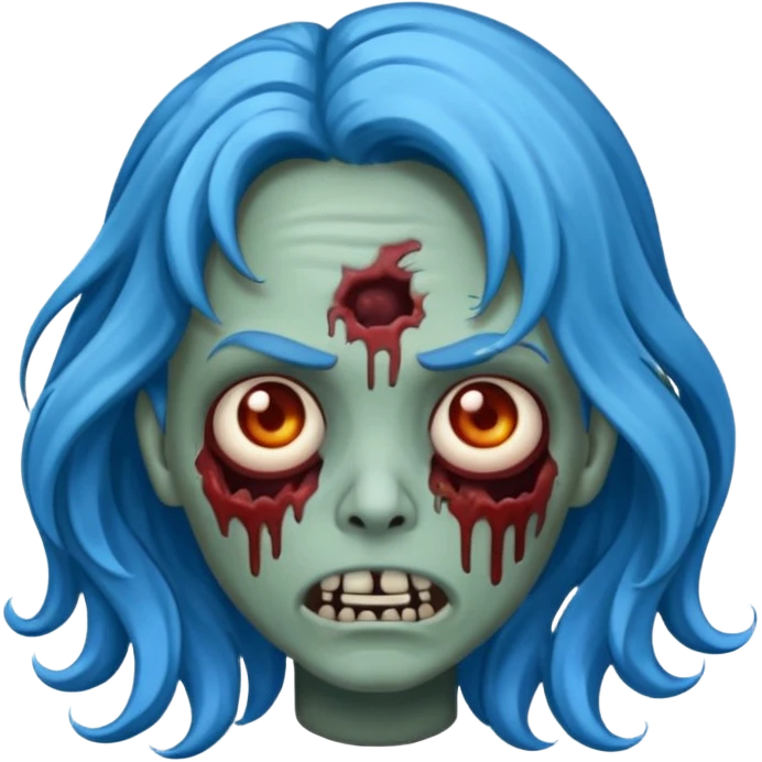 Make a zombie emoji with wavy hair blue,long hair emoji