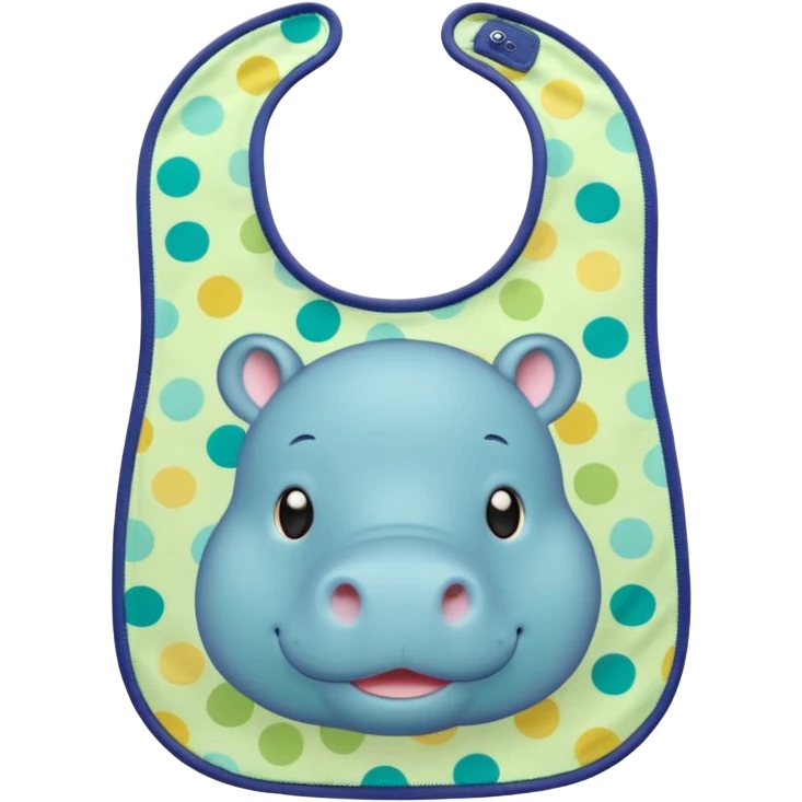 Green bib cute hippo pattern emoji