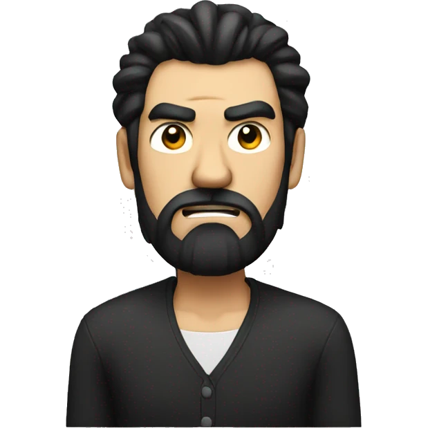 Angry man with long sideburns black hair emoji