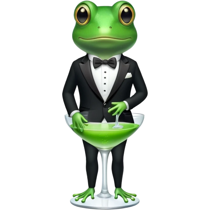 Frog in glass and tuxedo emoji