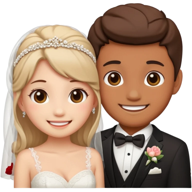 wedding couple in love kawaii emoji