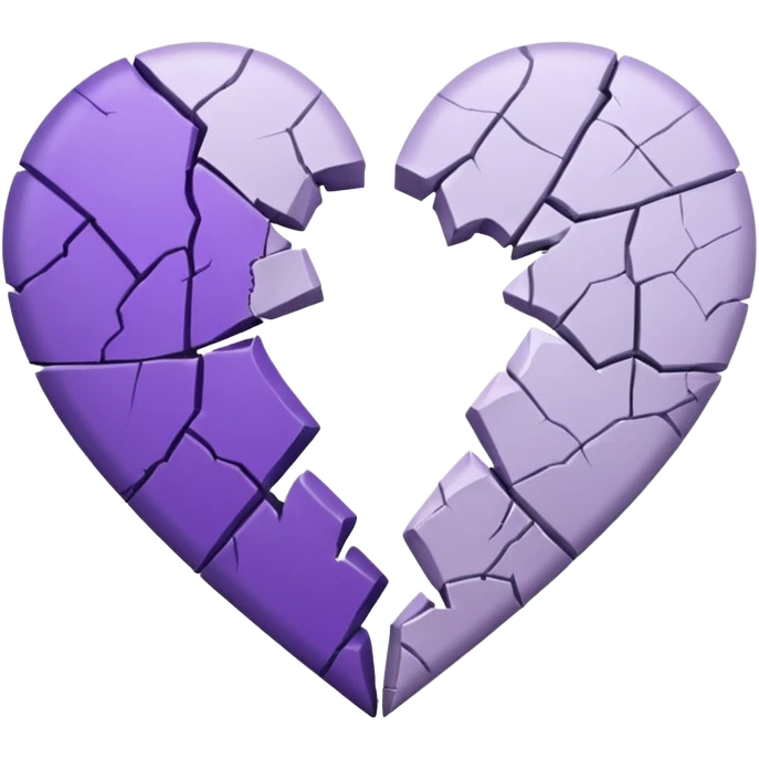 coração quebrado metade branco metade roxo emoji