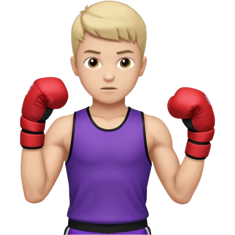 now make a boy whose white in purple kickboxing full shirt emoji