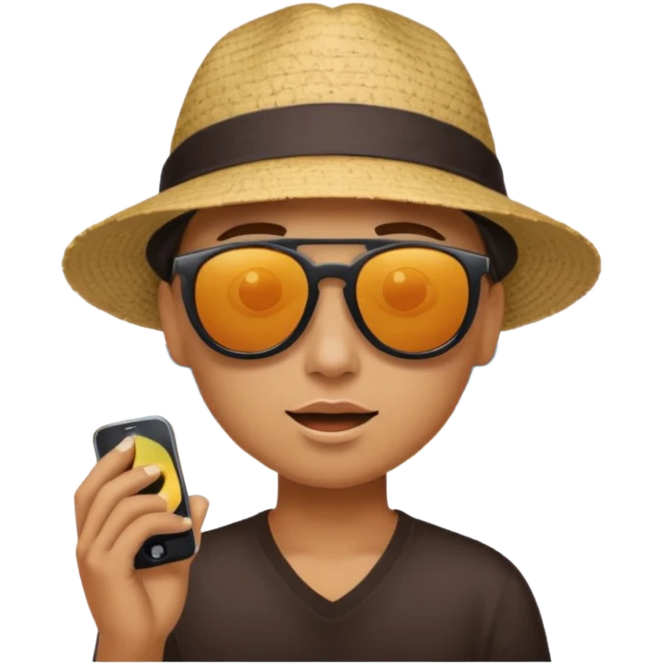 Someone listening to a speaker at the beach. emoji