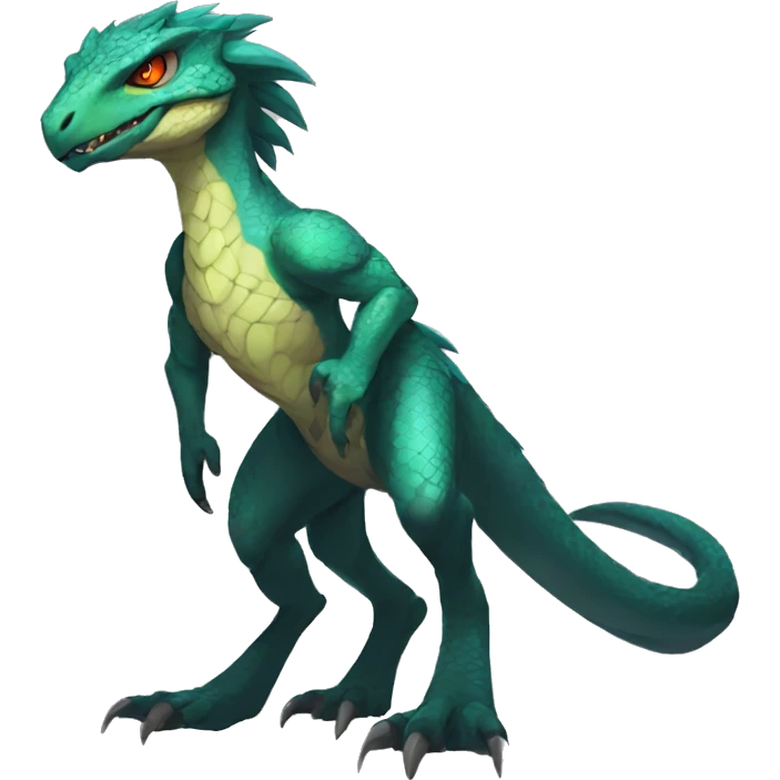 Anthro Sona Fakemon Reptilian Draco-Raptor Full Body emoji