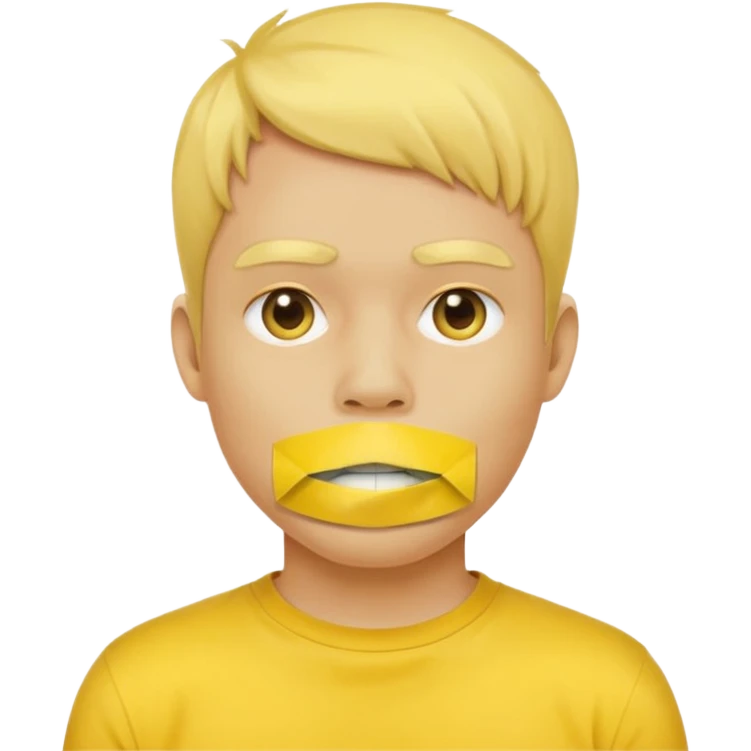 Yellow guy with tape over mouth emoji