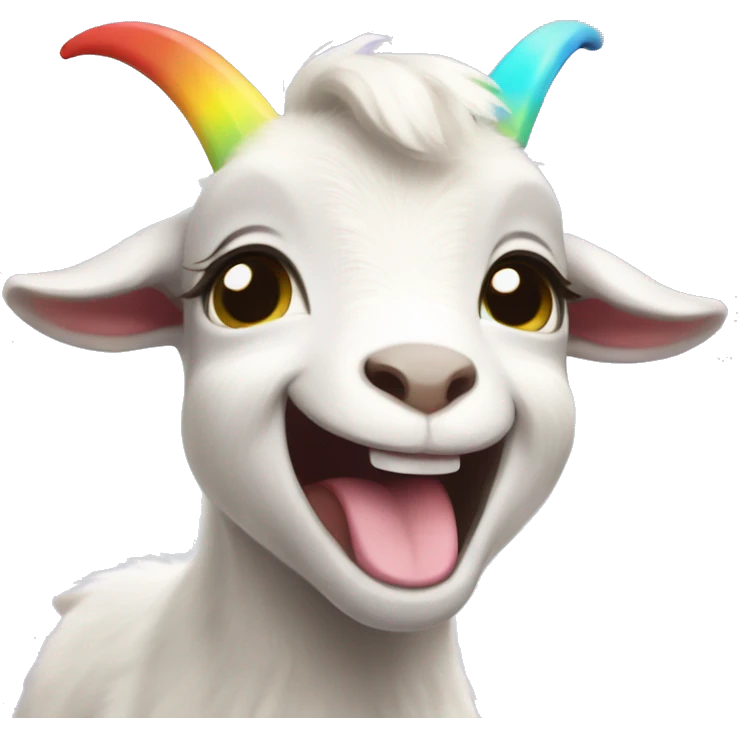 Pastel rainbow baby goat who is laughing  emoji