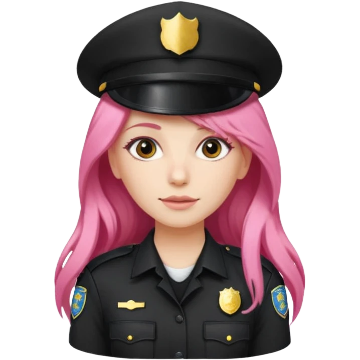 Female POLICE IN black, long pink hair emoji