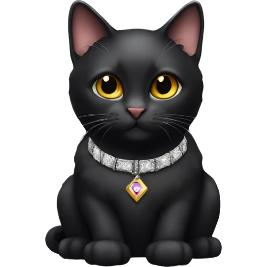 Black f7 cat with jewel collar emoji