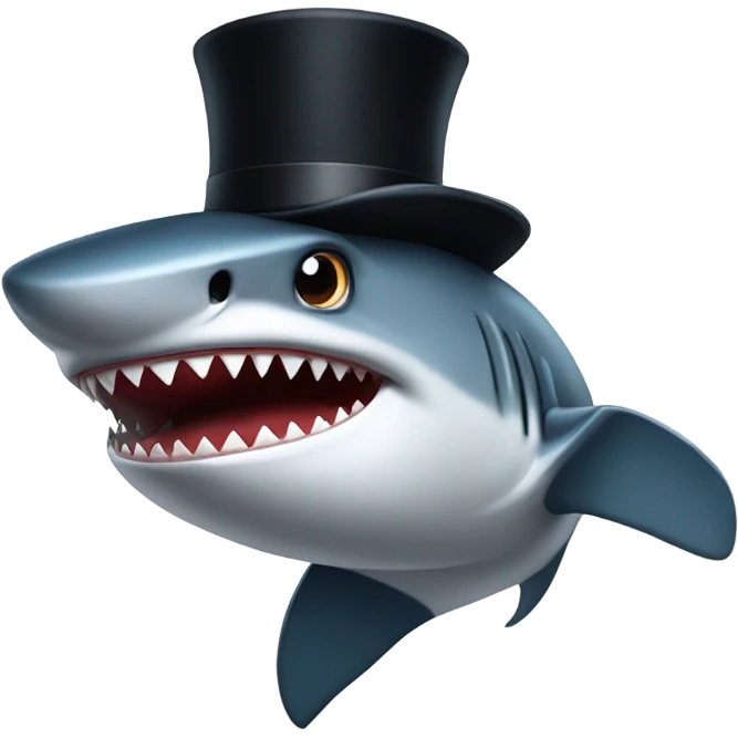 Shark with a top hat emoji