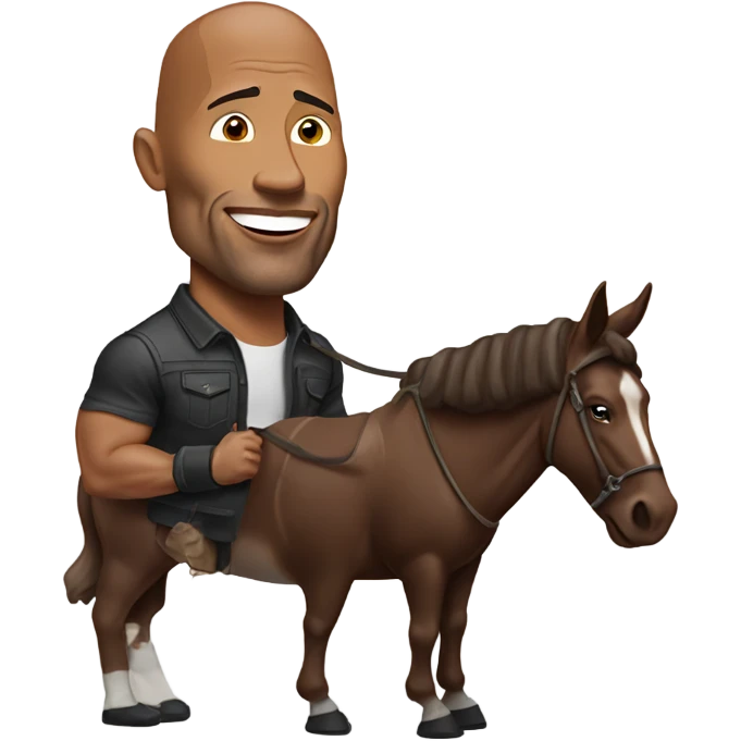 Dwayne Johnson eating a chocolate bar while walking his mule emoji