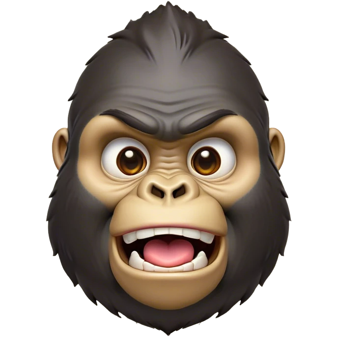 Cinematic Comical Gorilla Portrait Emoji, Head tilted dramatically with an exaggeratedly shocked expression, featuring a robust build with wide, comically expressive eyes full of humorous disbelief, Simplified yet hilariously expressive features, highly detailed, glowing with a slightly sassy jungle glow, high shine, dramatic yet playful, stylized with an air of quirky primate attitude, soft glowing outline, capturing the essence of a meme-worthy gorilla that appears ready to side-eye its way into viral fame! emoji