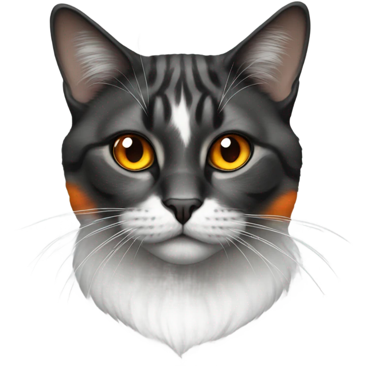 realistic crowned cat Colors white Black Orange portrait emoji