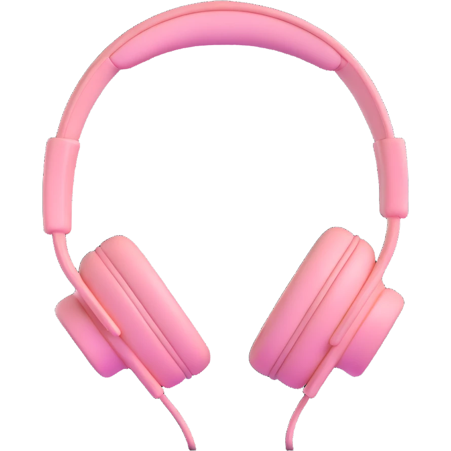 soft pink headphones, shiny and smooth curves emoji