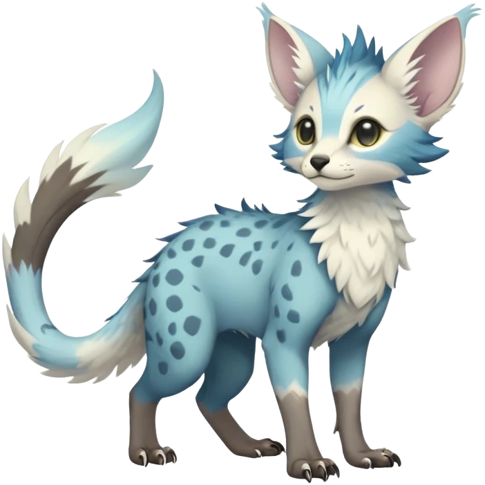 Epic Feral Rare Fantasy pastel Vernid-Trico-species by LiLaiRa, random markings, tufted tail, tufted ears, full body emoji
