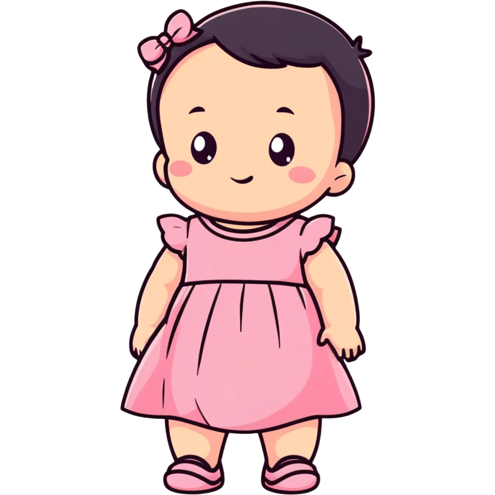 baby girl with pink dress emoji