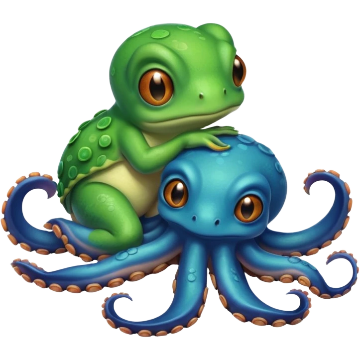 Octopus hugging a frog emoji