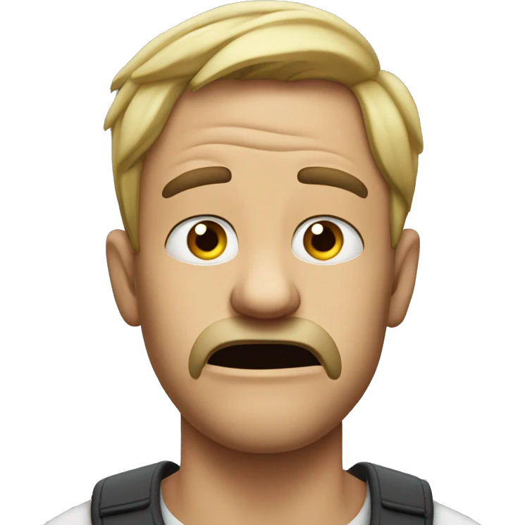 Man putting his hands around his chin and being mad emoji