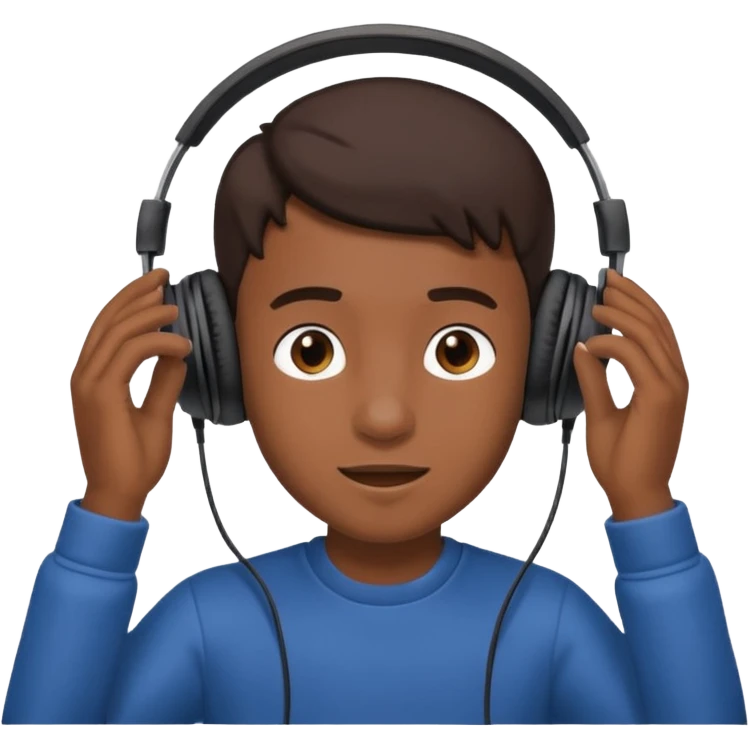 a boy fully takes off his headphone from his head emoji
