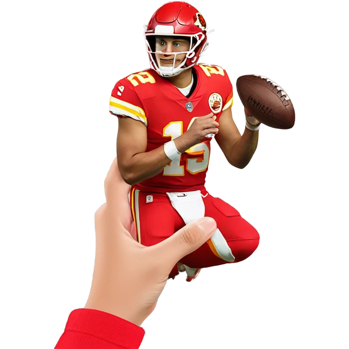 Patrick Mahomes spinning football on finger emoji