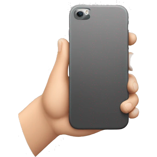 front side iPhone 16 in man hand emoji